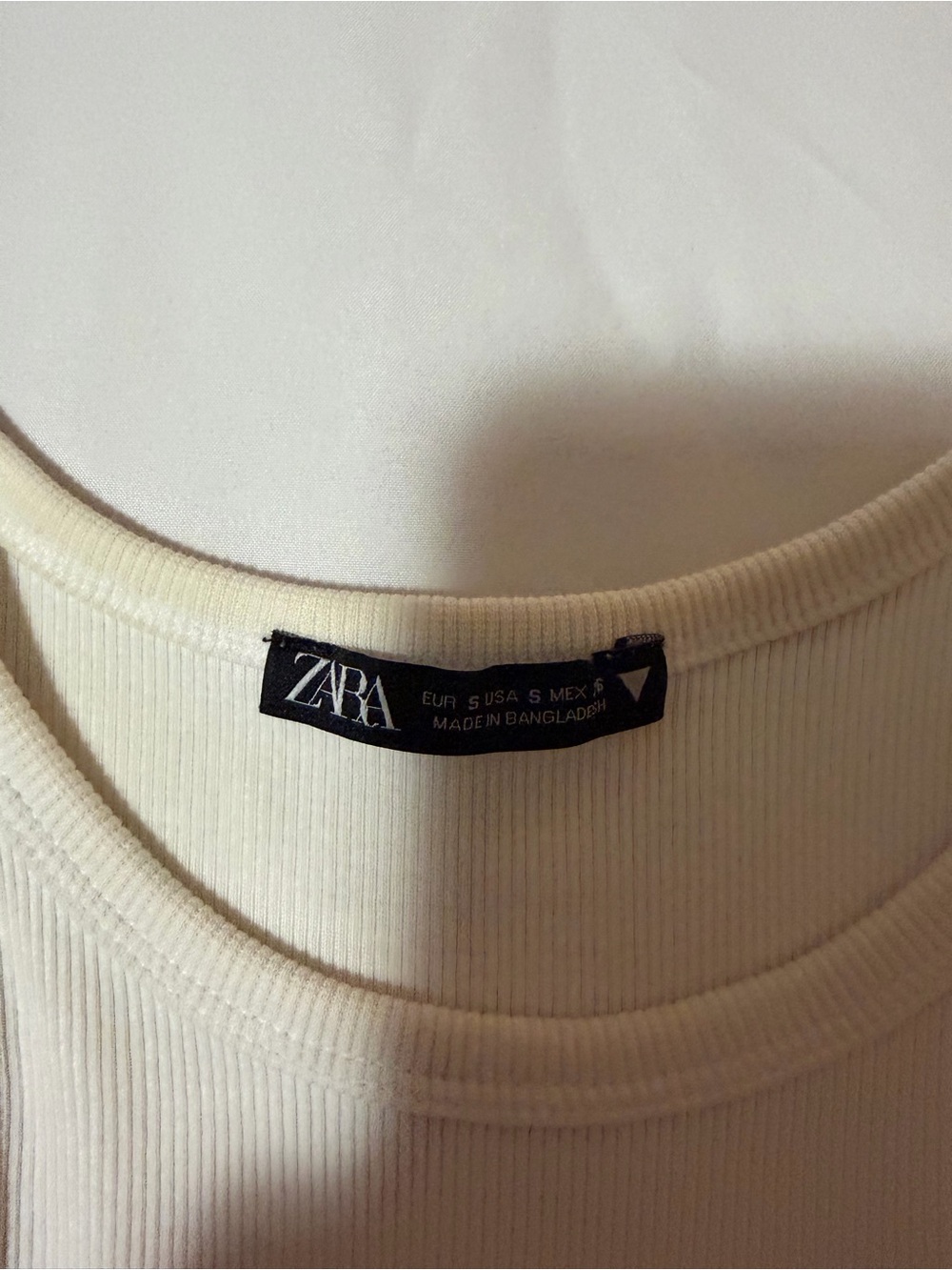 Zara Off-White Ribbed Racerback Crop Tank - Picture 3 of 4